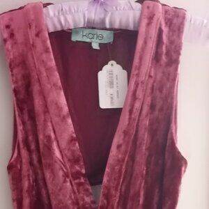 'KARLIE' Velvet Jumpsuit Size S Berry NWT